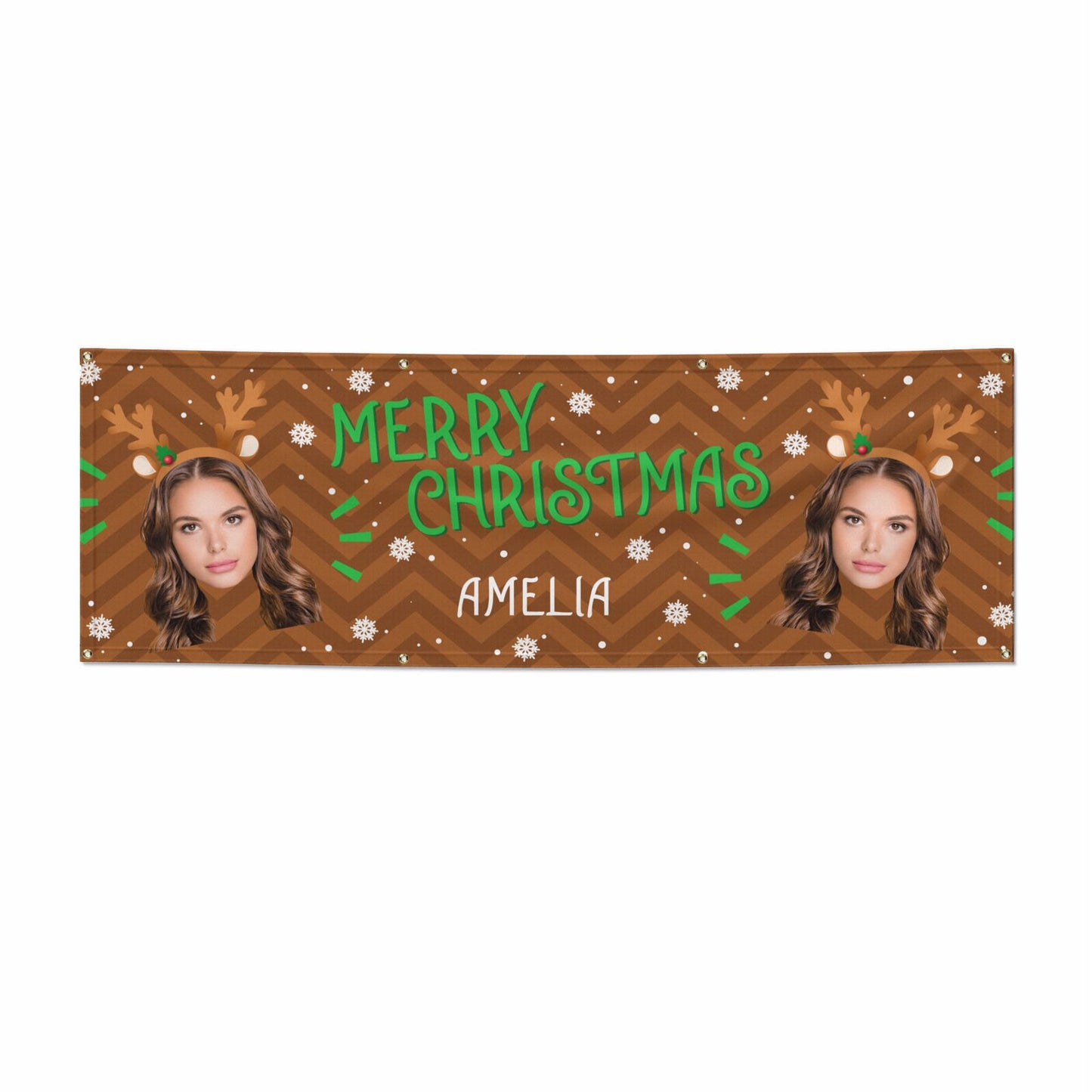 Personalised Reindeer Photo Face 6x2 Banner