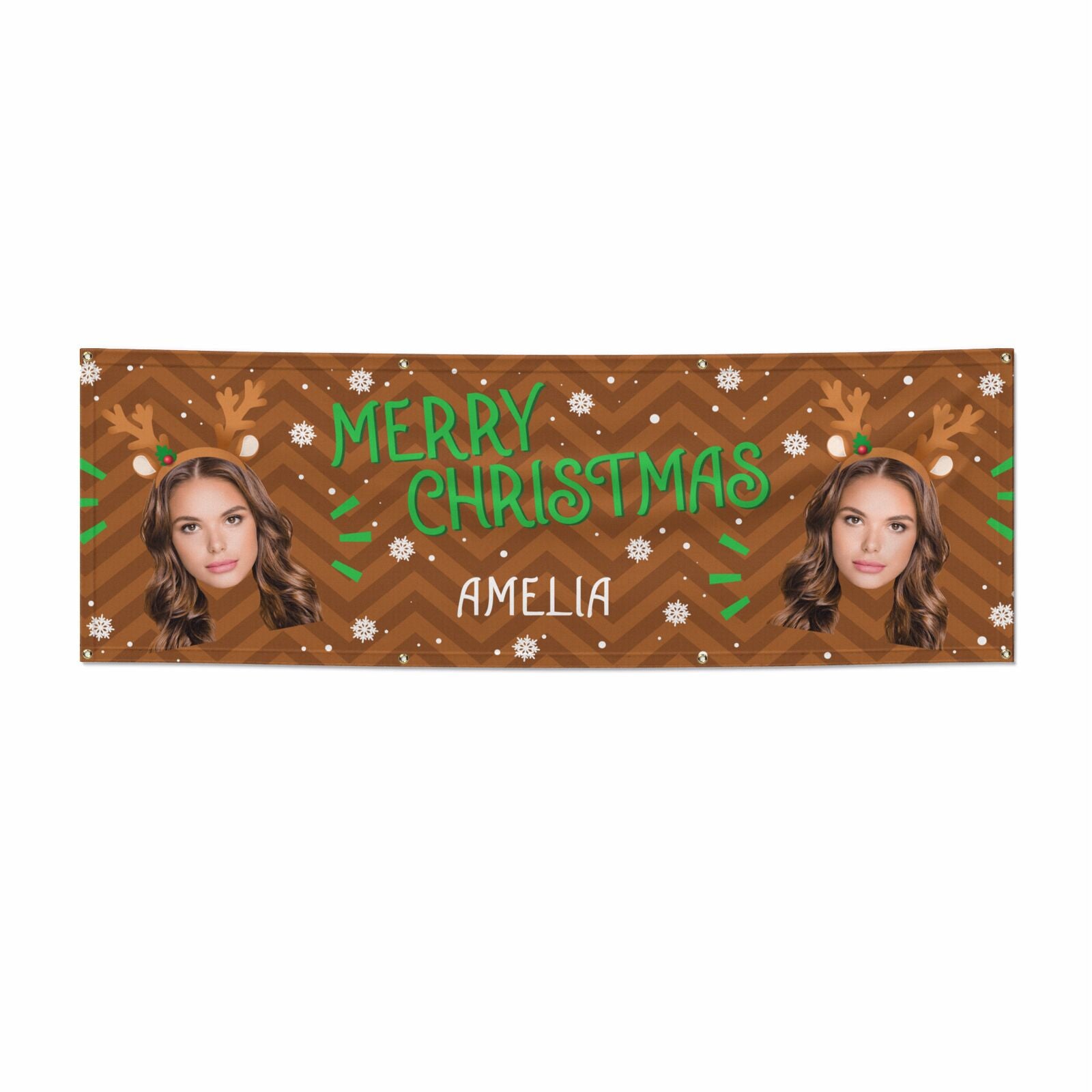 Personalised Reindeer Photo Face 6x2 Banner