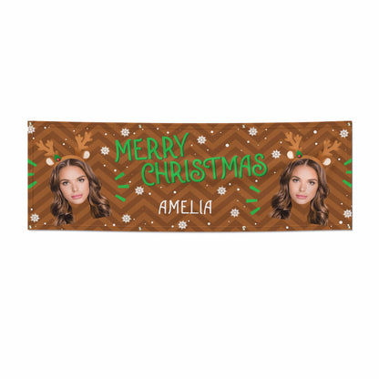 Personalised Reindeer Photo Face 6x2 Banner