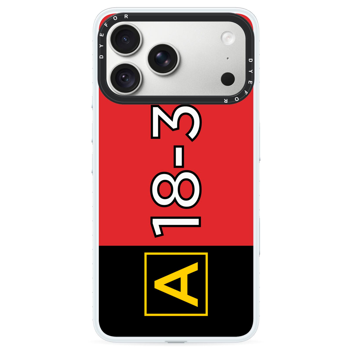 Personalised Runway Holding Position iPhone 18 Pro Max Black Impact Pre order Case on Silver phone
