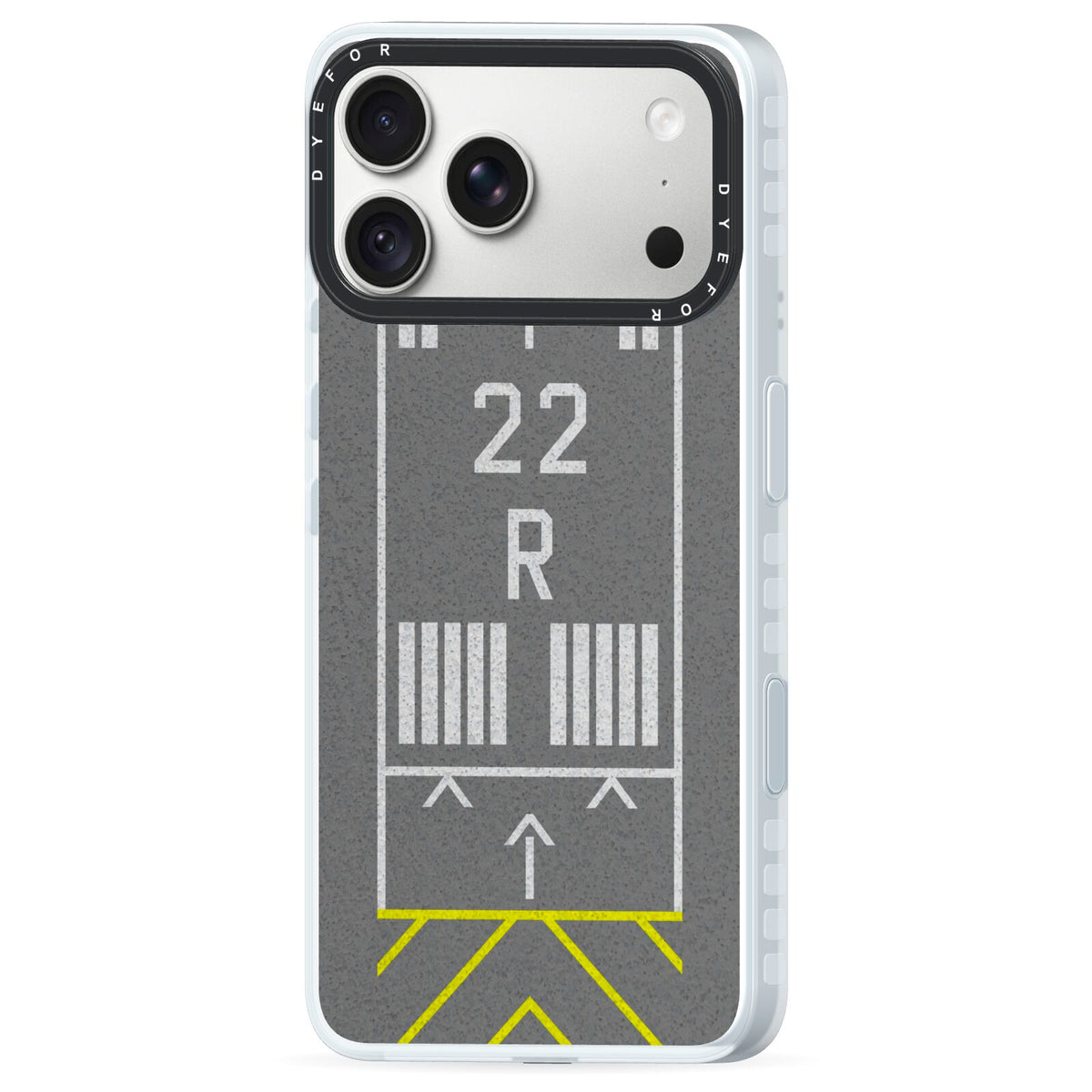 Personalised Runway iPhone 18 Pro Black Impact Pre order Case Side Angle on Silver phone