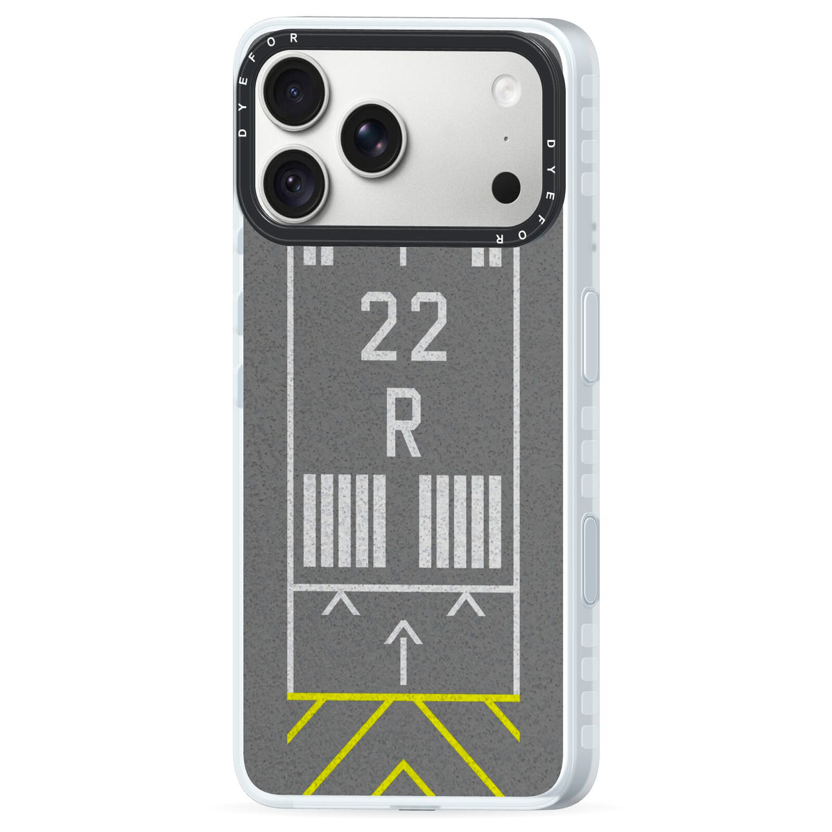 Personalised Runway iPhone 18 Pro Max Black Impact Pre order Case Side Angle on Silver phone