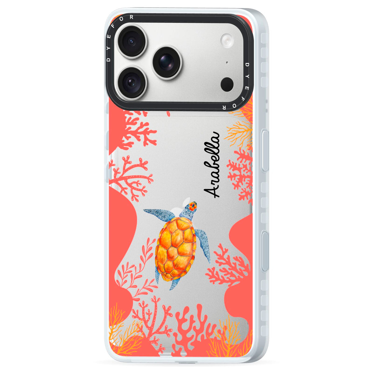 Personalised Sea Life iPhone 18 Pro Black Impact Pre order Case Side Angle on Silver phone