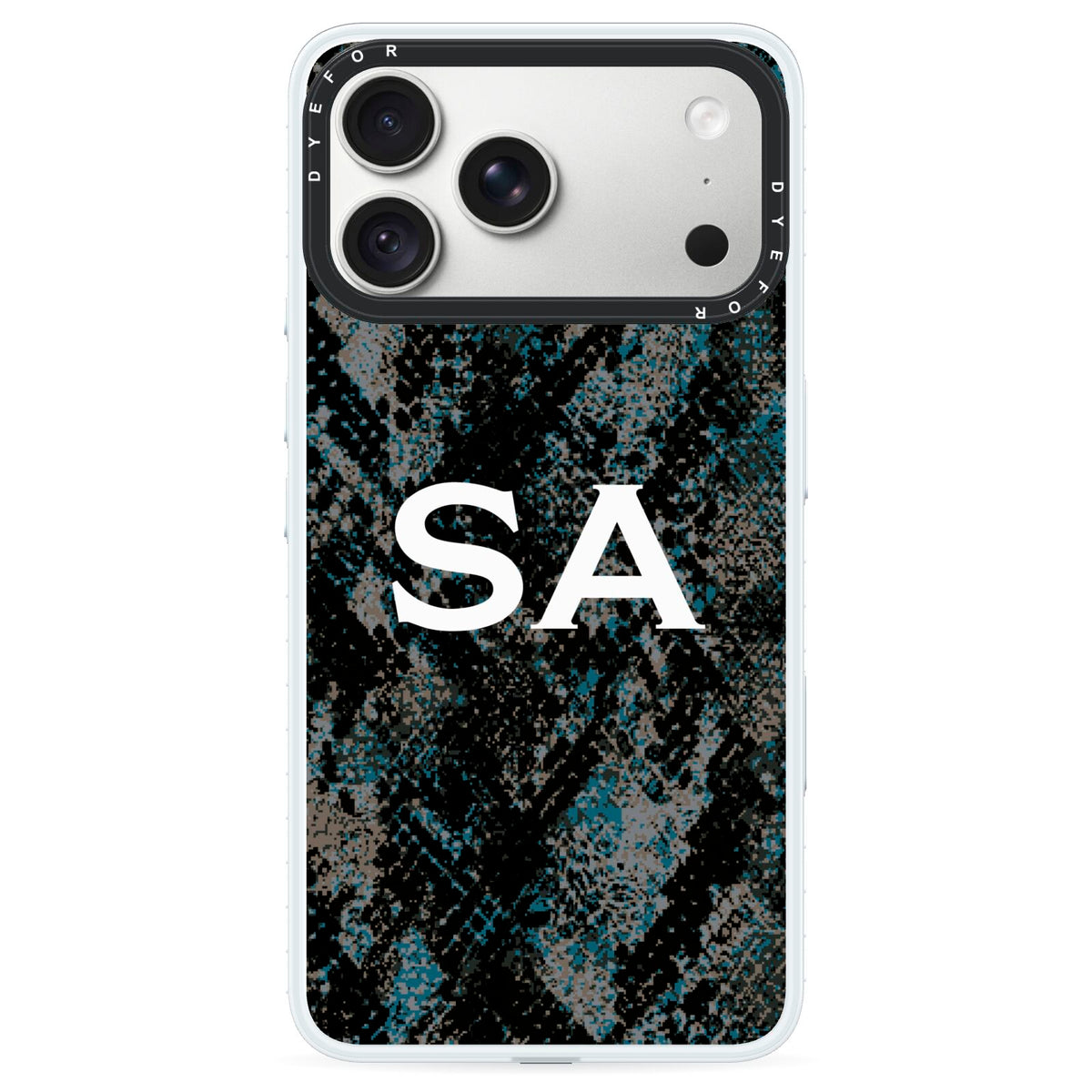 Personalised Snakeskin Effect iPhone 18 Pro Max Black Impact Pre order Case on Silver phone