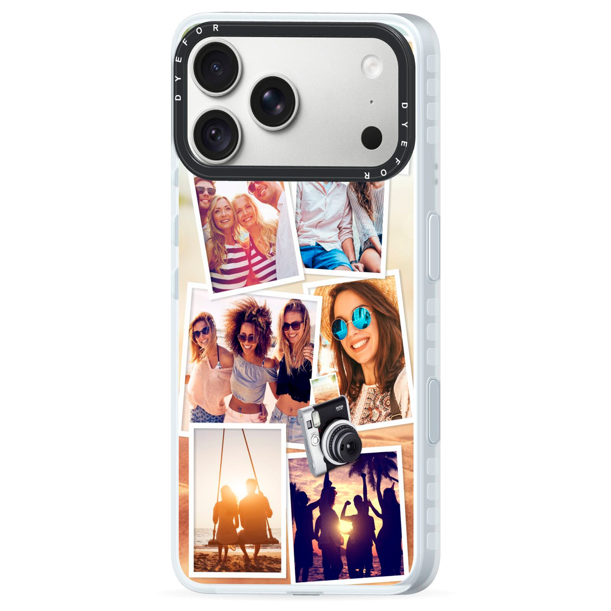 Personalised Summer Holiday Photos iPhone 18 Pro Max Black Impact Pre order Case Side Angle on Silver phone
