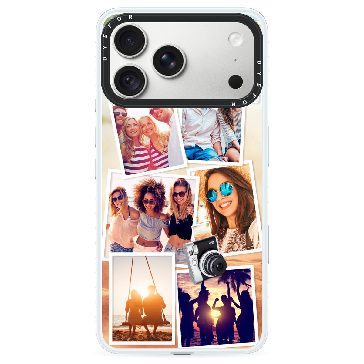 Personalised Summer Holiday Photos iPhone 18 Pro Max Black Impact Pre order Case on Silver phone