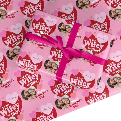 Personalised To My Wifey Valentines Photo Custom Wrapping Paper