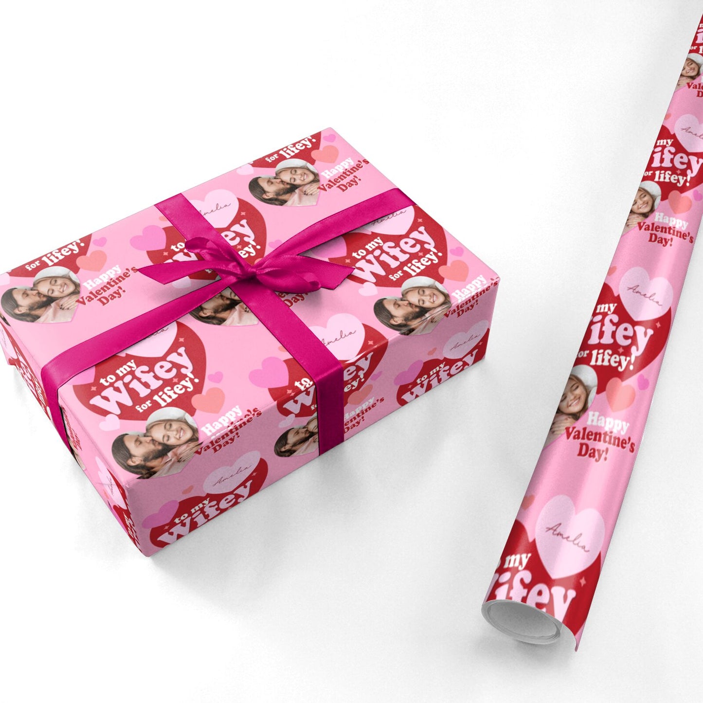 Personalised To My Wifey Valentines Photo Personalised Wrapping Paper