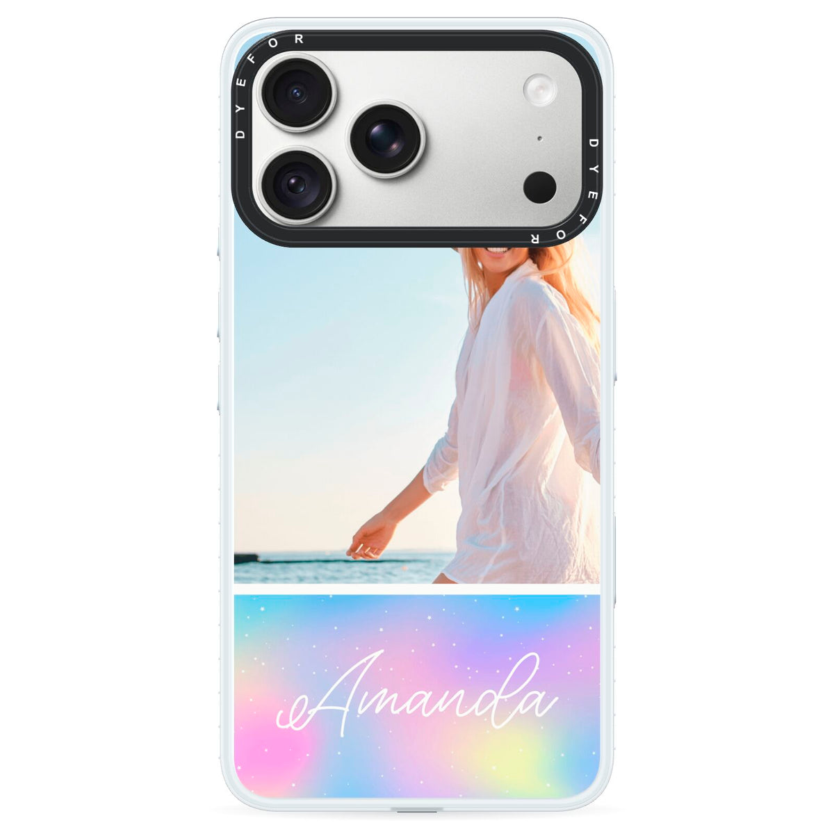 Personalised Unicorn Stars Photo iPhone 18 Pro Max Black Impact Pre order Case on Silver phone