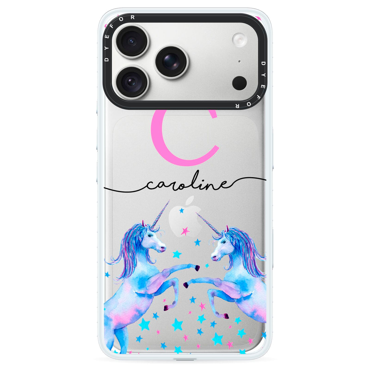 Personalised Unicorn iPhone 18 Pro Max Black Impact Pre order Case on Silver phone