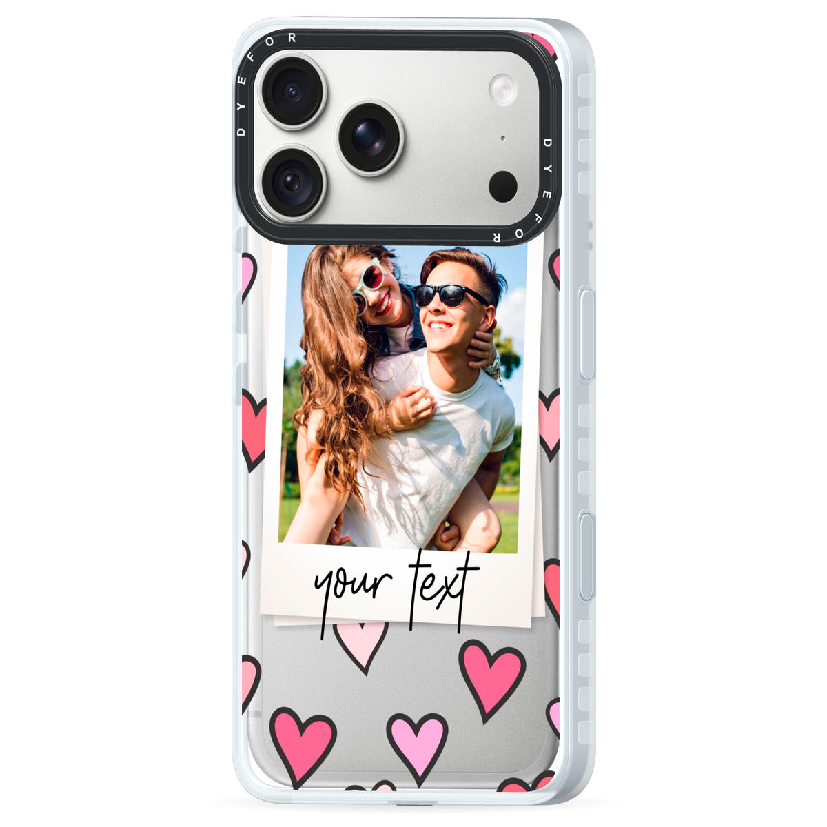 Personalised Valentine s Day Photo iPhone 18 Pro Max Black Impact Pre order Case Side Angle on Silver phone