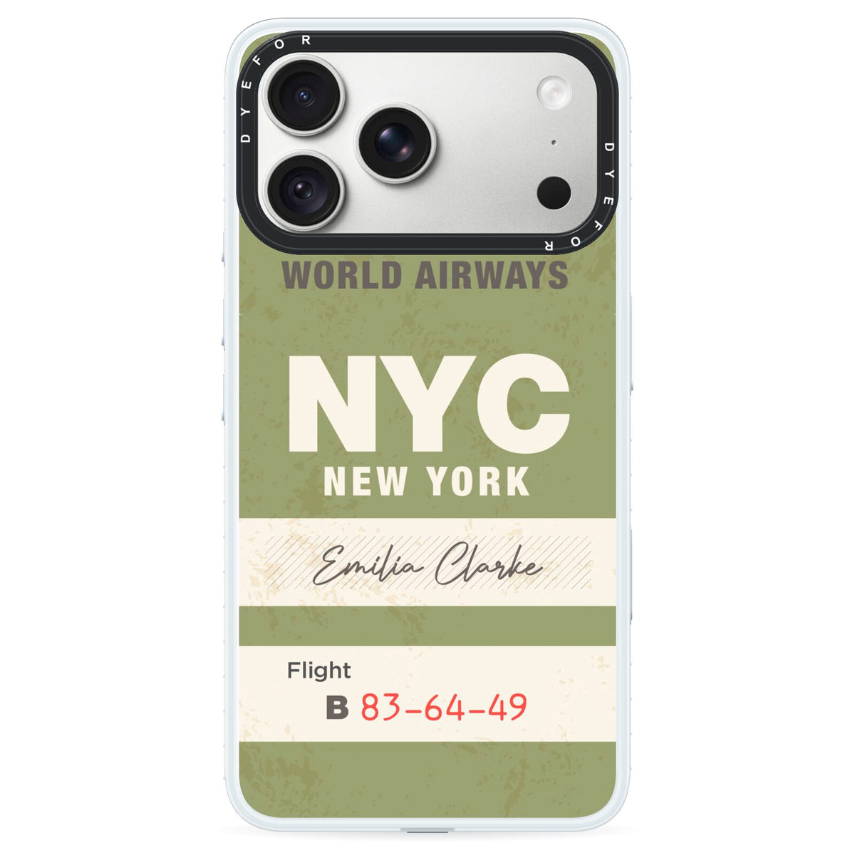 Personalised Vintage Baggage Tag iPhone 18 Pro Black Impact Pre order Case on Silver phone