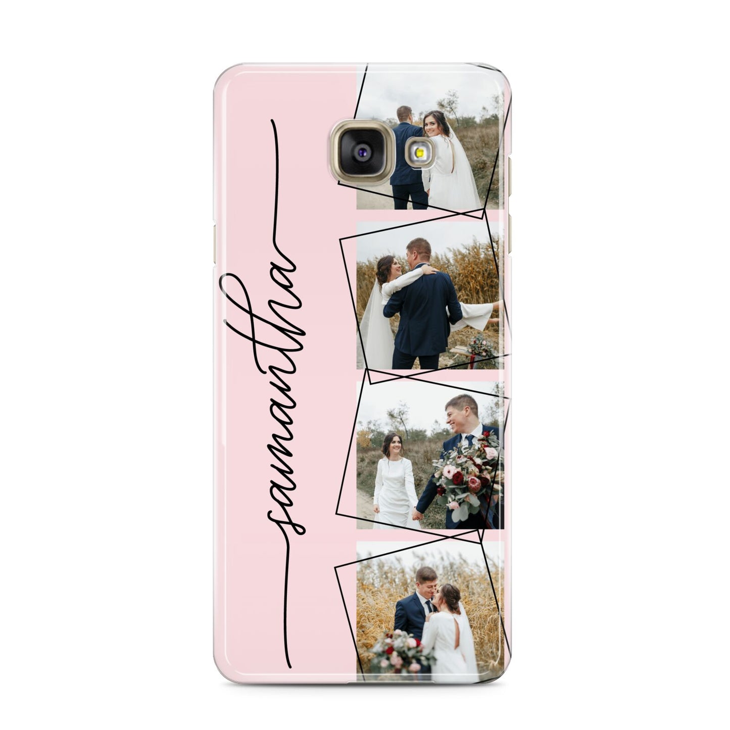 Personalised Wedding Photo Collage Design Samsung Galaxy A3 2016 Case on gold phone