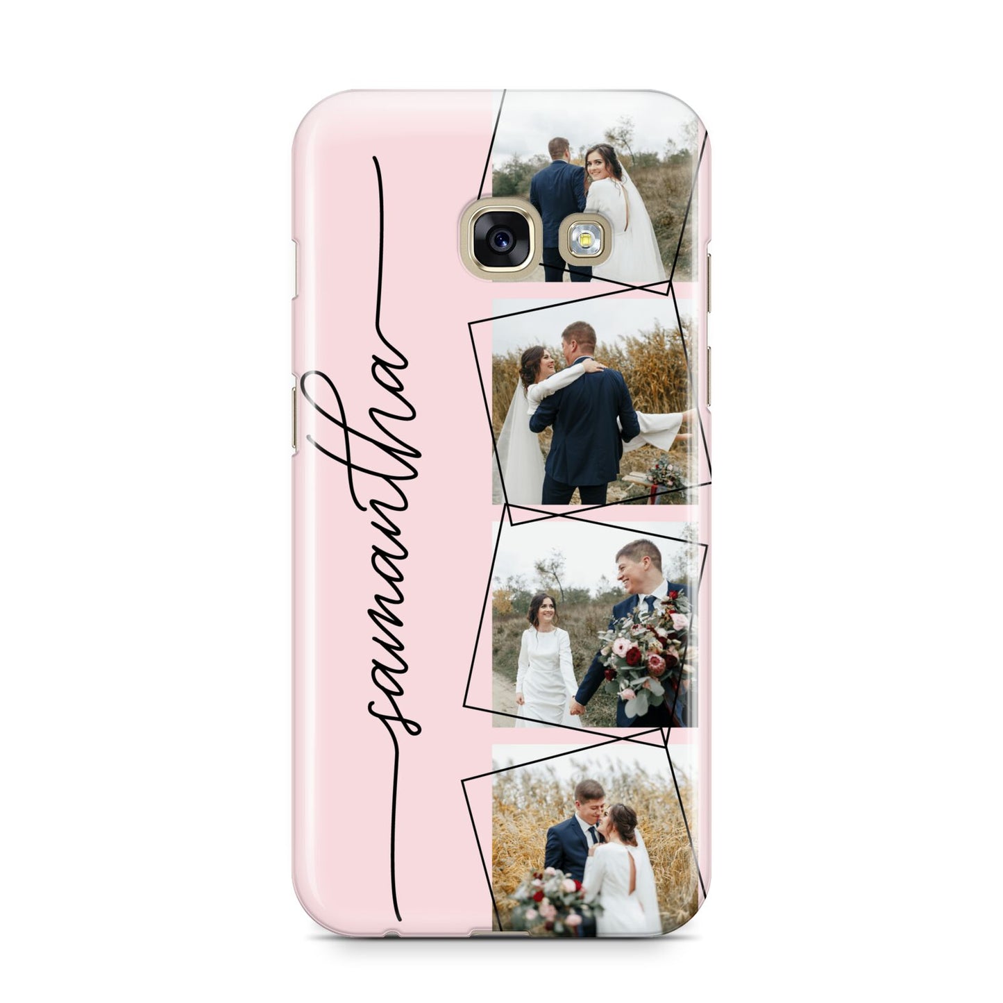 Personalised Wedding Photo Collage Design Samsung Galaxy A3 2017 Case on gold phone