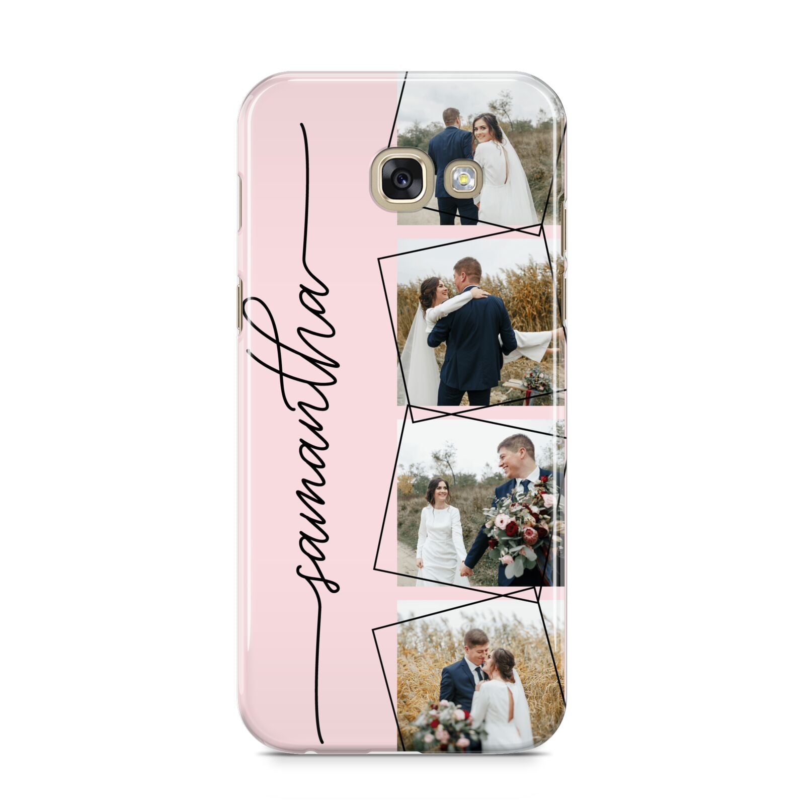 Personalised Wedding Photo Collage Design Samsung Galaxy A5 2017 Case on gold phone