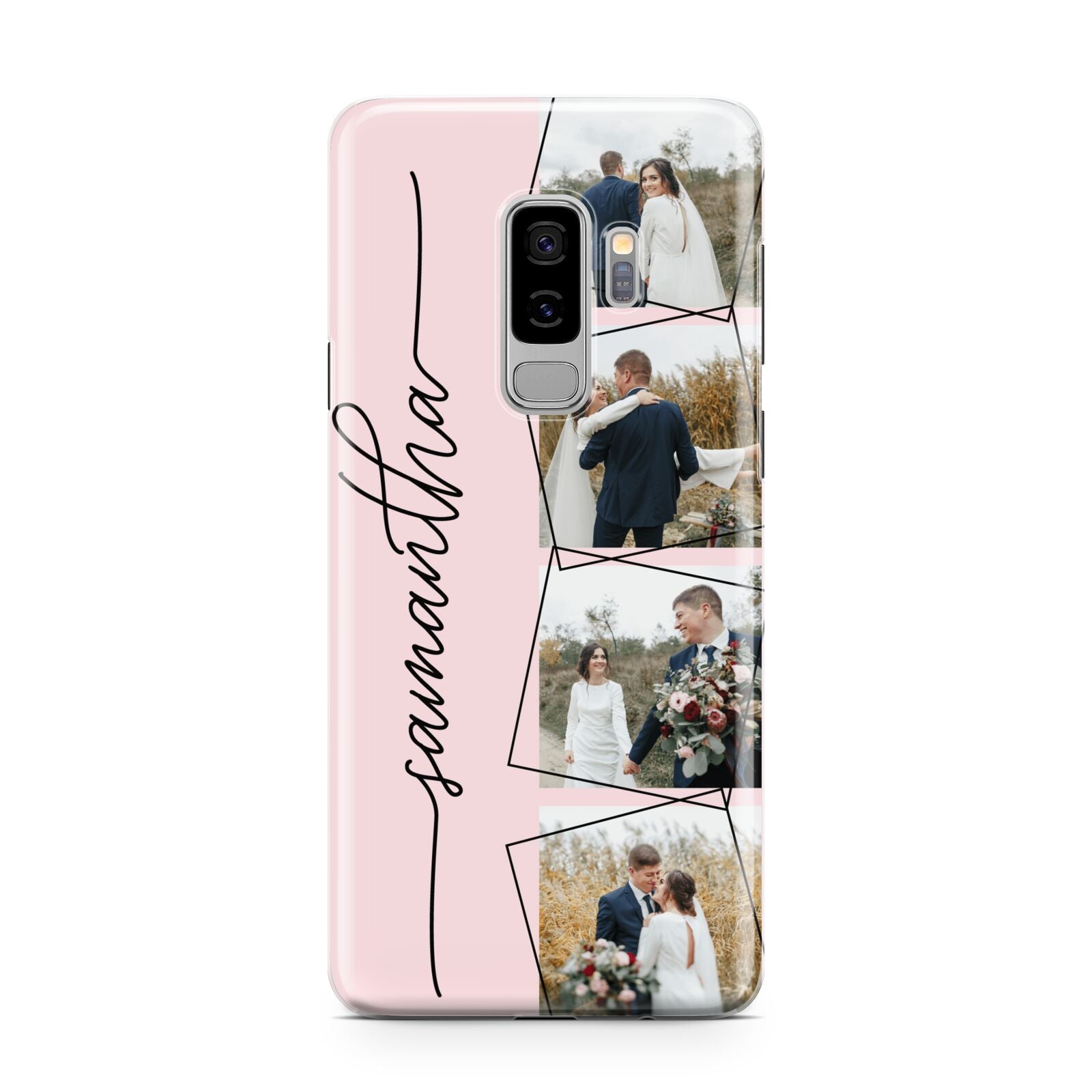 Personalised Wedding Photo Collage Design Samsung Galaxy S9 Plus Case on Silver phone