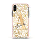 Personalised White Gold Cheetah Apple iPhone Xs Impact Case Pink Edge on Black Phone