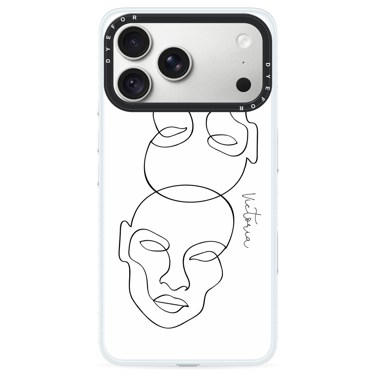 Personalised White Line Art iPhone 18 Pro Black Impact Pre order Case on Silver phone