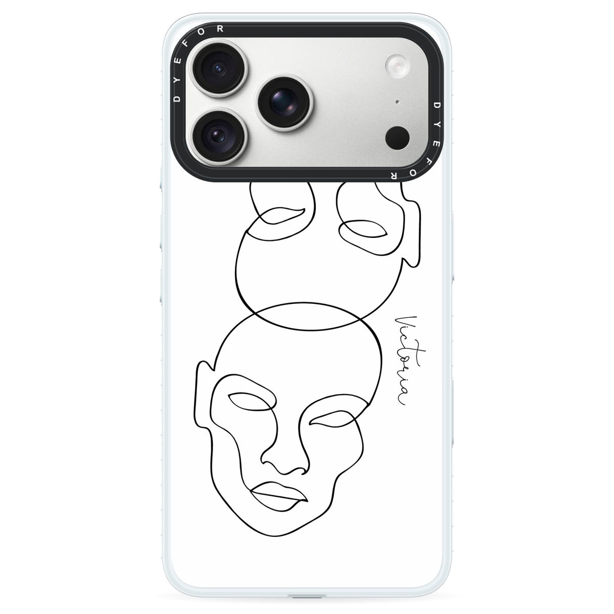 Personalised White Line Art iPhone 18 Pro Max Black Impact Pre order Case on Silver phone
