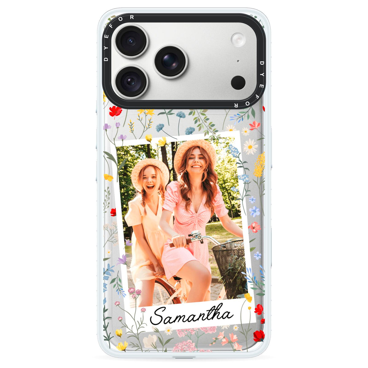 Personalised Wild Flowers Photo iPhone 18 Pro Max Black Impact Pre order Case on Silver phone