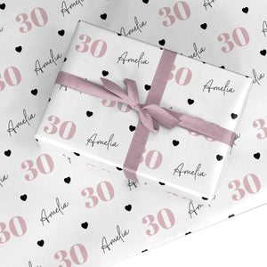 Personalised Womens Birthday Name and Age Wrapping Paper