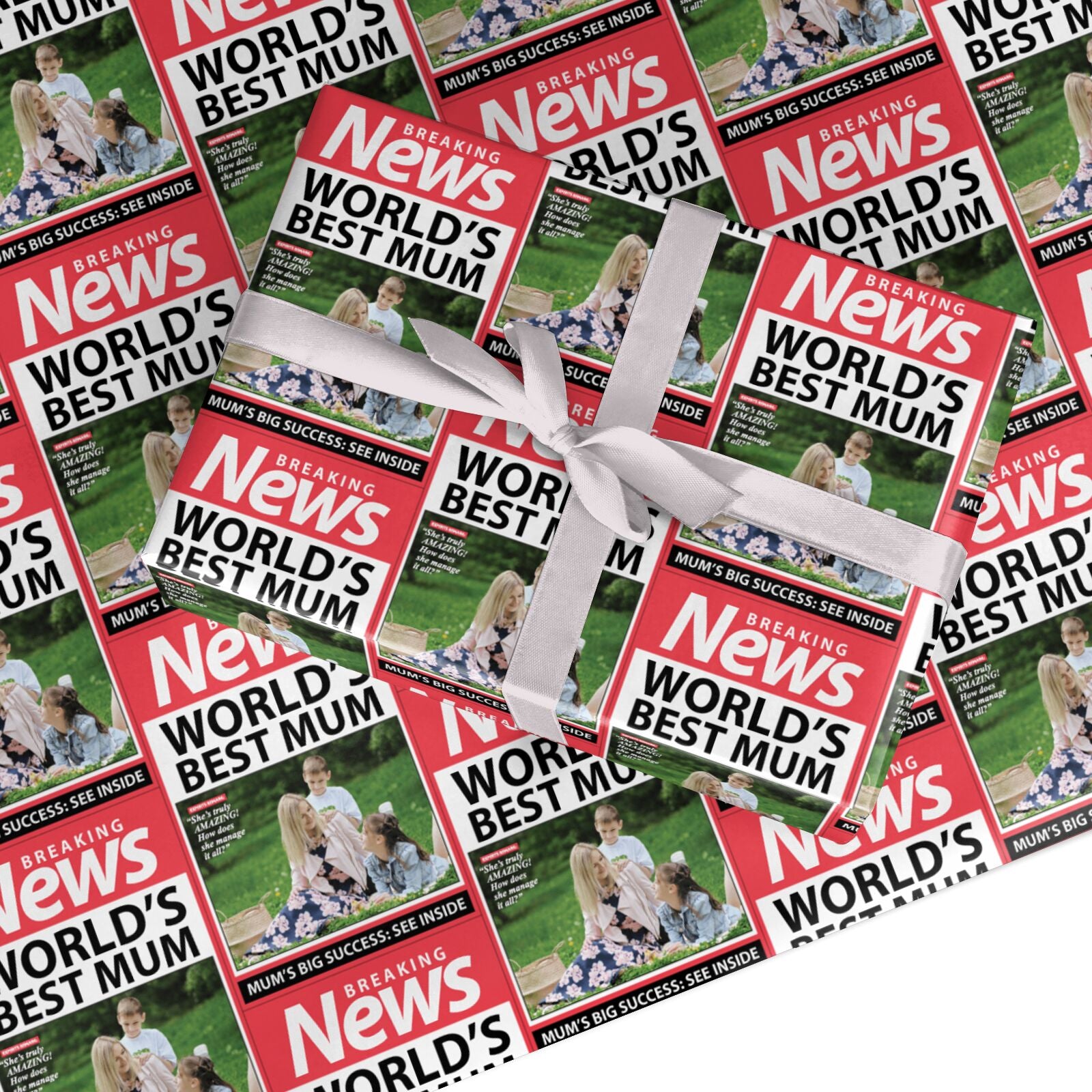 Personalised Worlds Best Mum Newspaper Design Custom Wrapping Paper