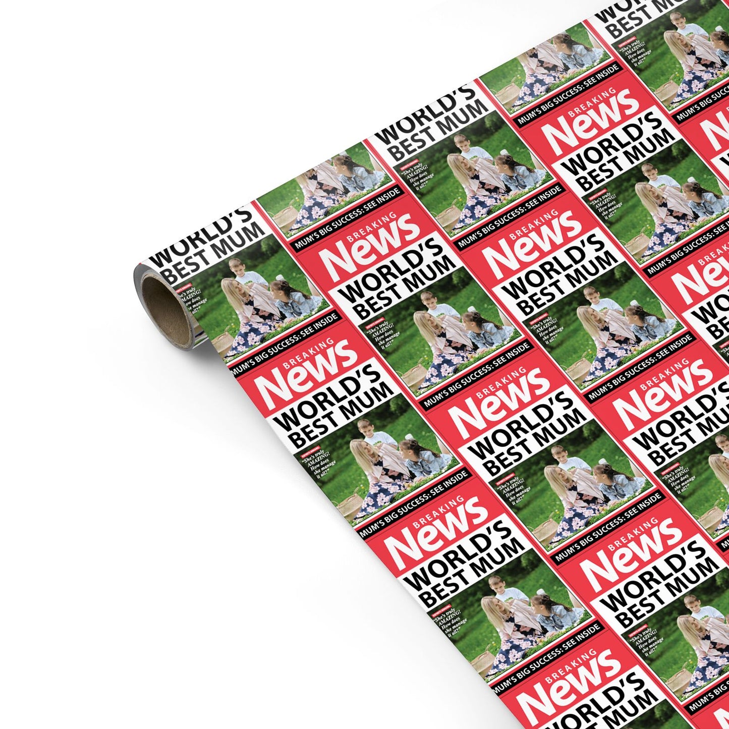 Personalised Worlds Best Mum Newspaper Design Personalised Gift Wrap