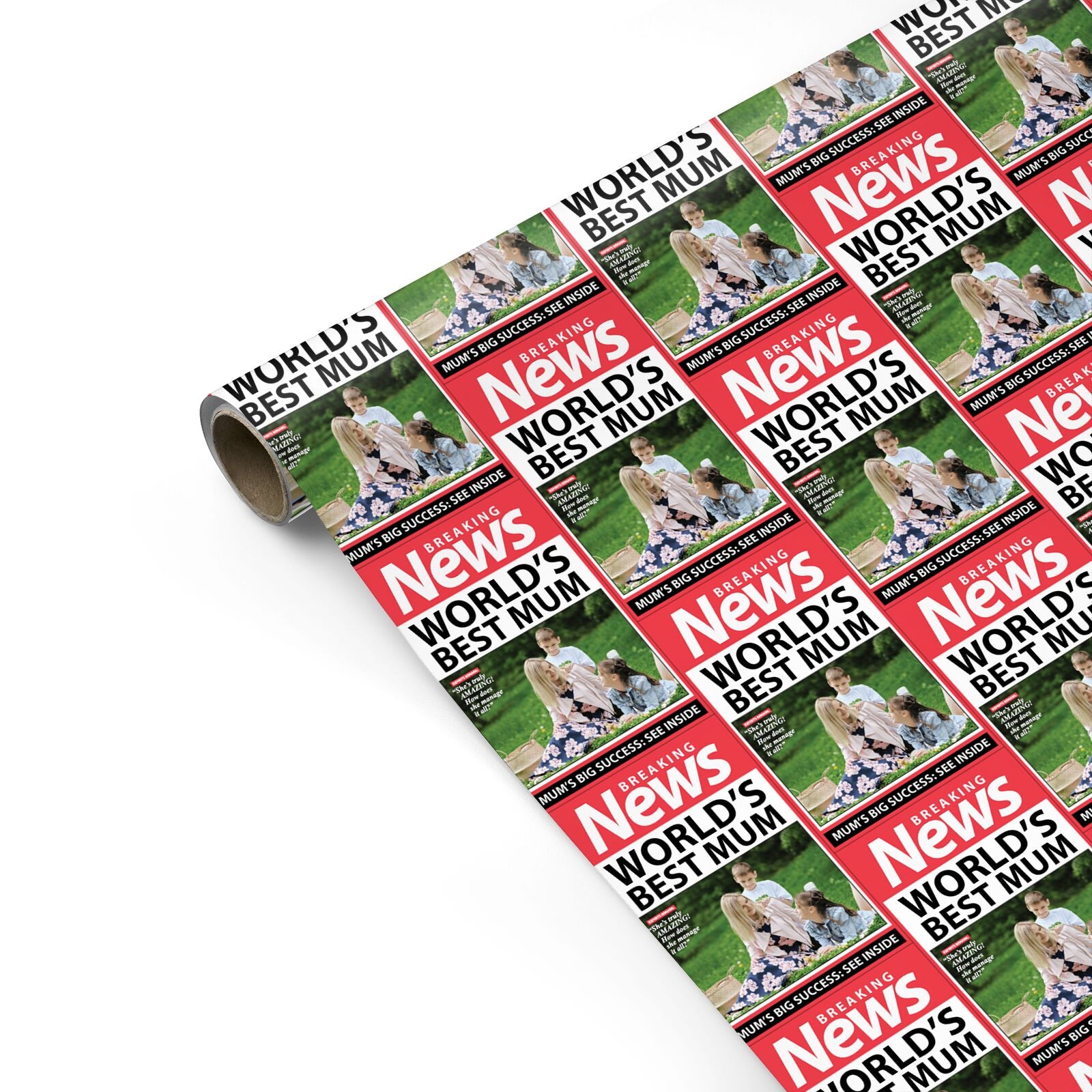 Personalised Worlds Best Mum Newspaper Design Personalised Gift Wrap