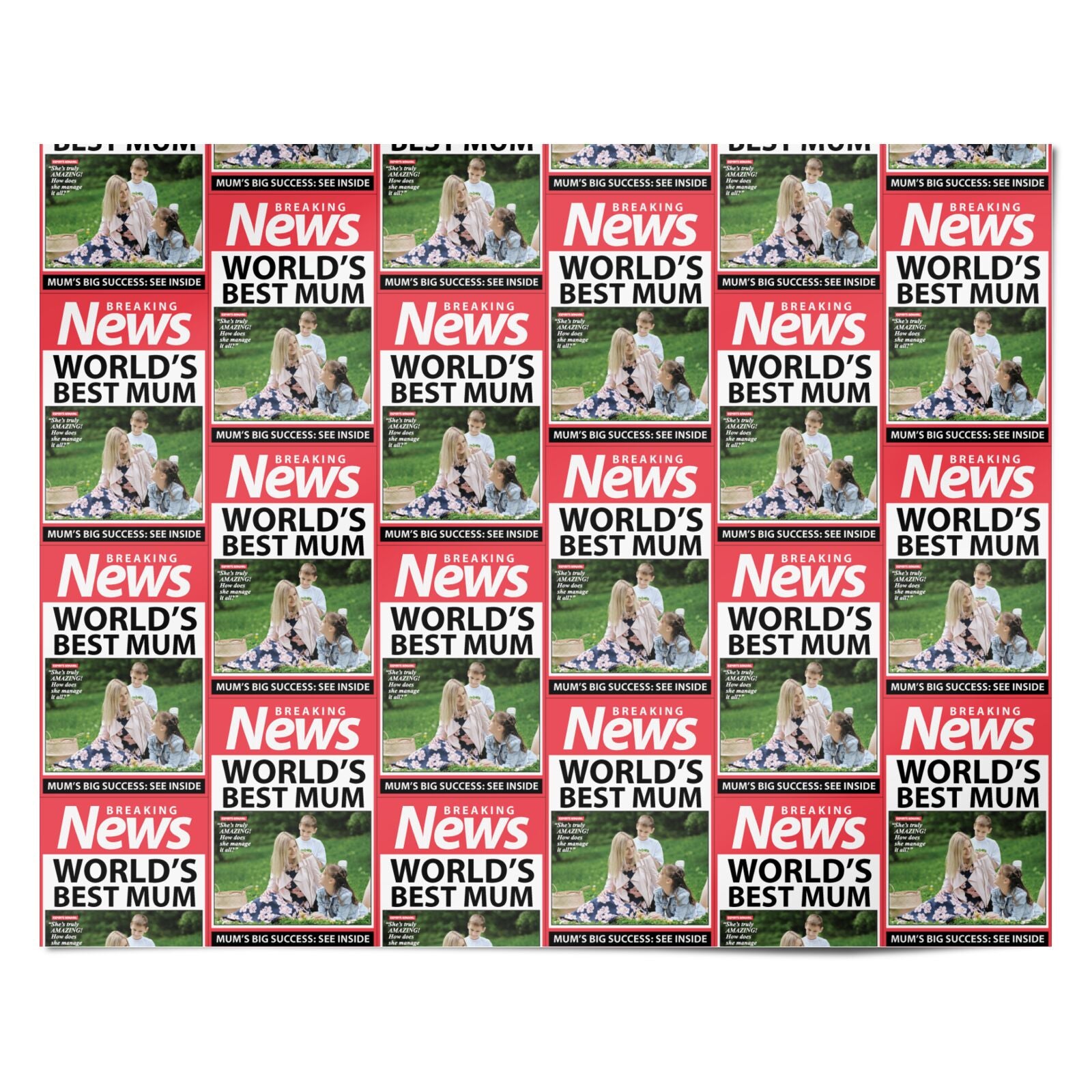 Personalised Worlds Best Mum Newspaper Design Personalised Wrapping Paper Alternative
