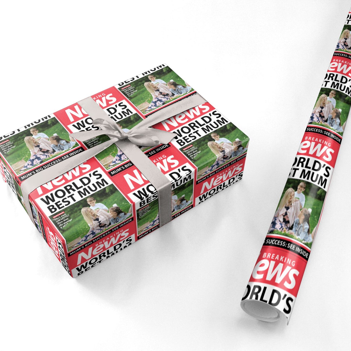 Personalised Worlds Best Mum Newspaper Design Personalised Wrapping Paper