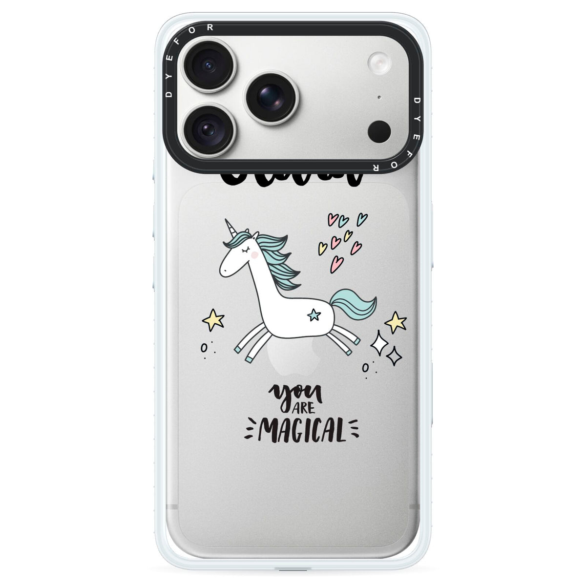 Personalised You Are Magical Unicorn iPhone 18 Pro Max Black Impact Pre order Case on Silver phone