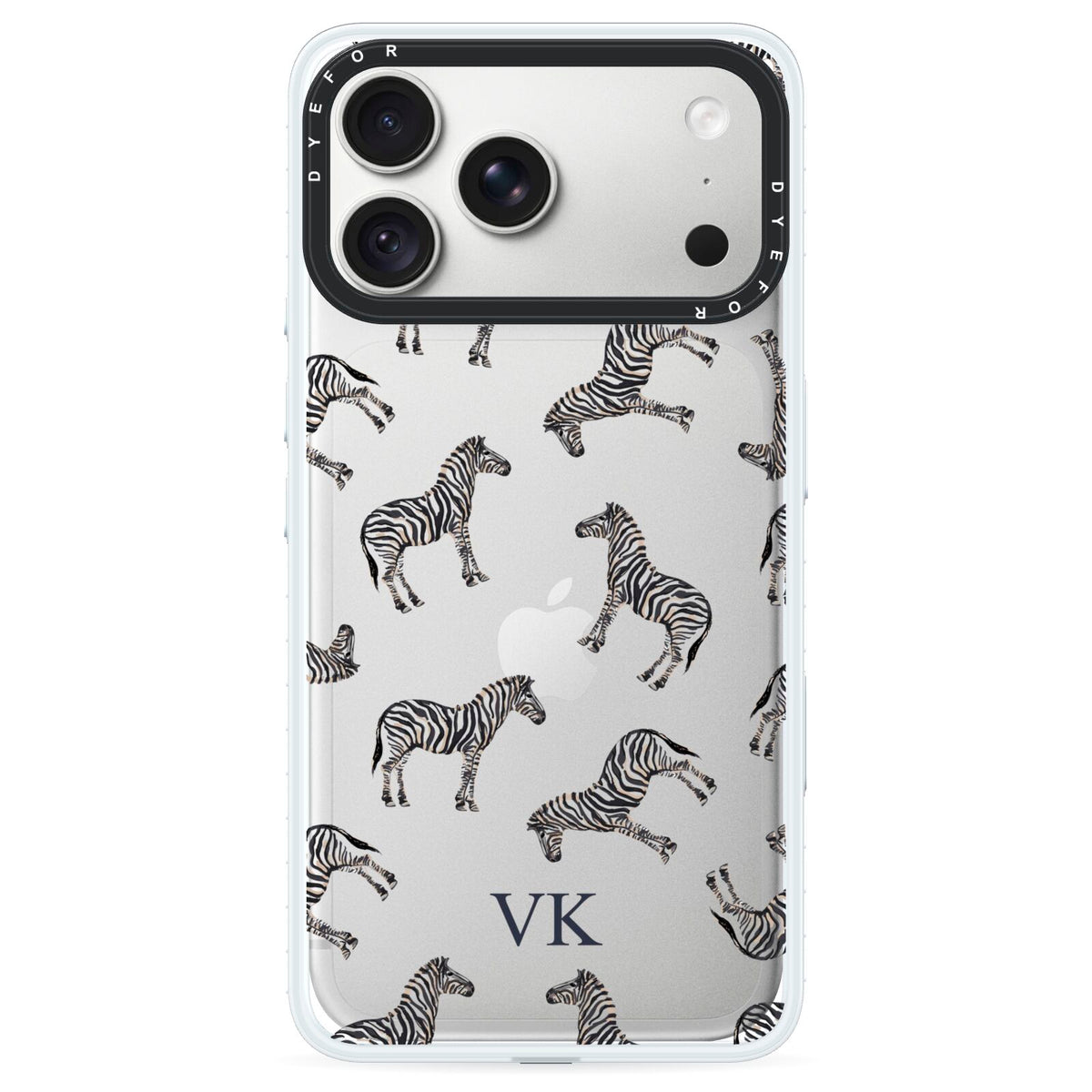 Personalised Zebra iPhone 18 Pro Max Black Impact Pre order Case on Silver phone