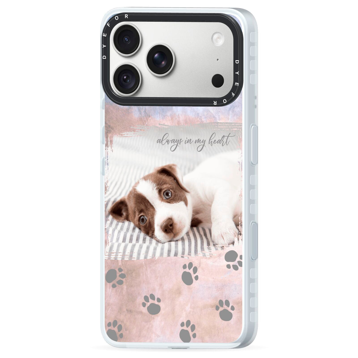 Pet Photo Personalised iPhone 18 Pro Max Black Impact Pre order Case Side Angle on Silver phone