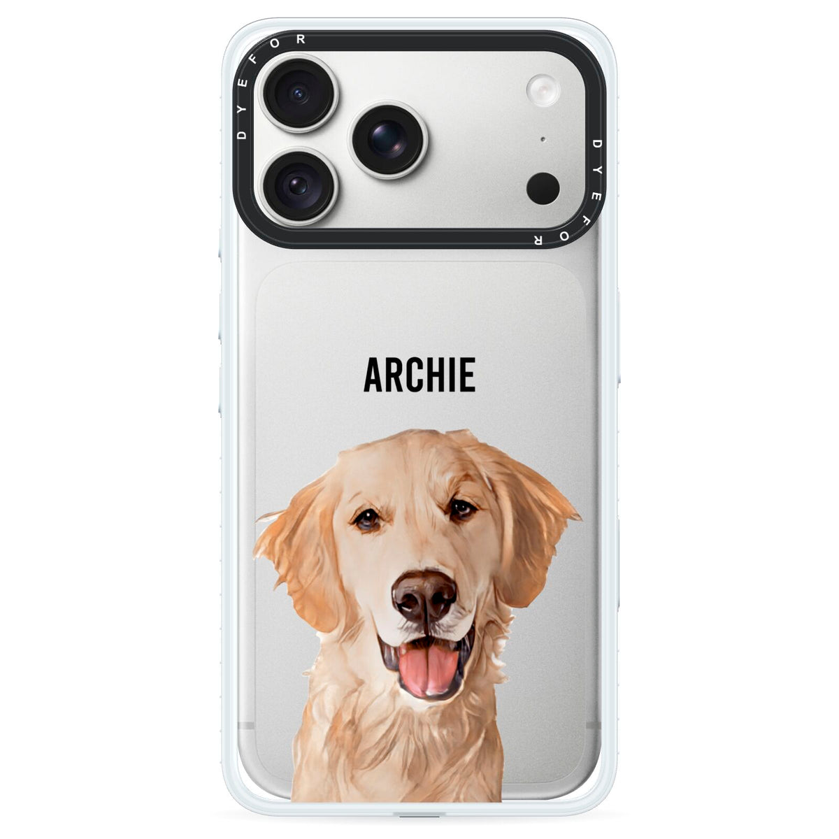 Pet Portrait iPhone 18 Pro Max Black Impact Pre order Case on Silver phone