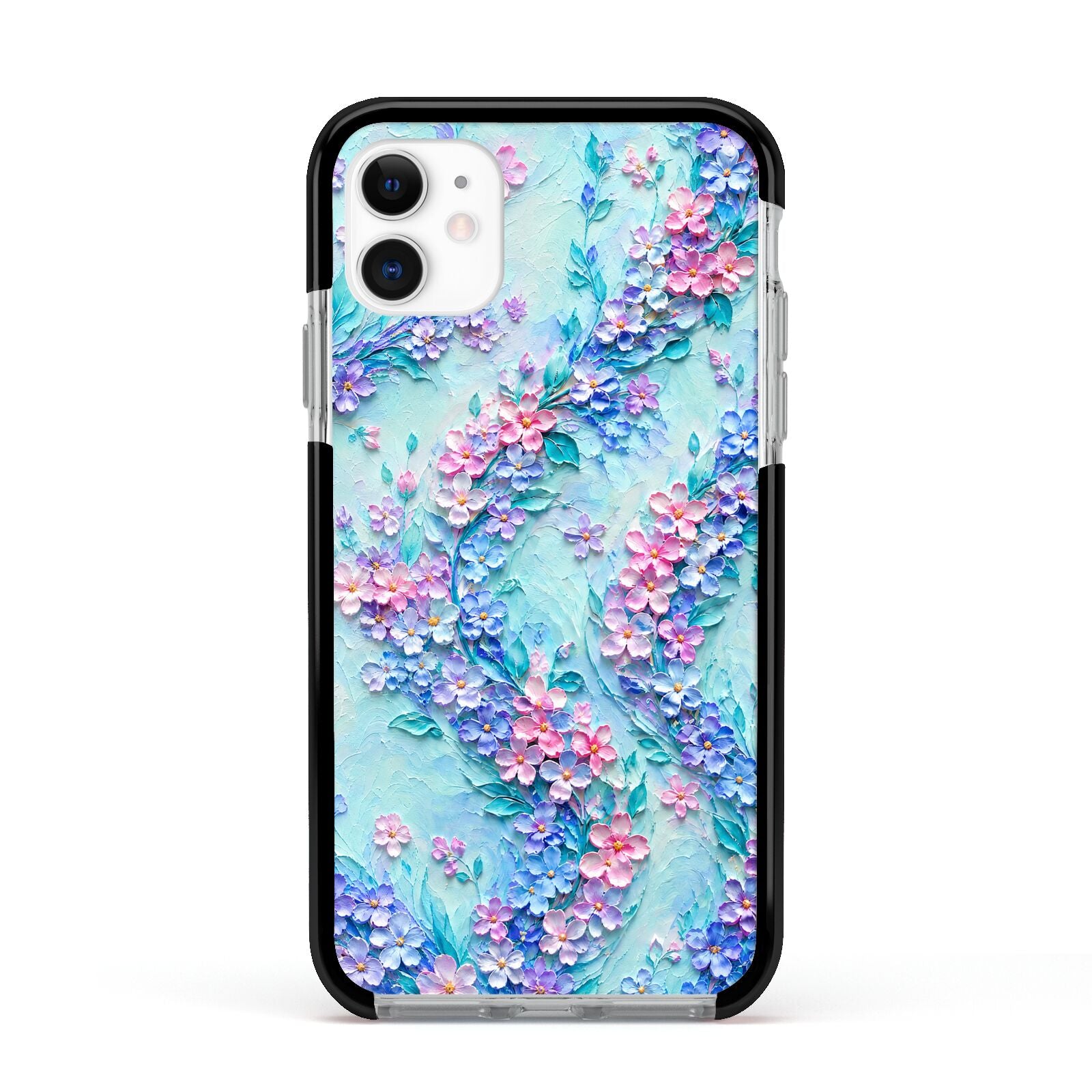 Petal Confetti Apple iPhone 11 in White with Black Impact Case