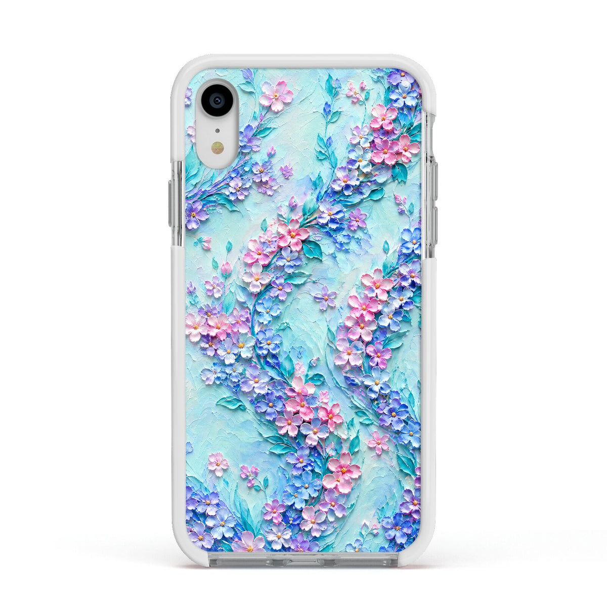 Petal Confetti Apple iPhone XR Impact Case White Edge on Silver Phone