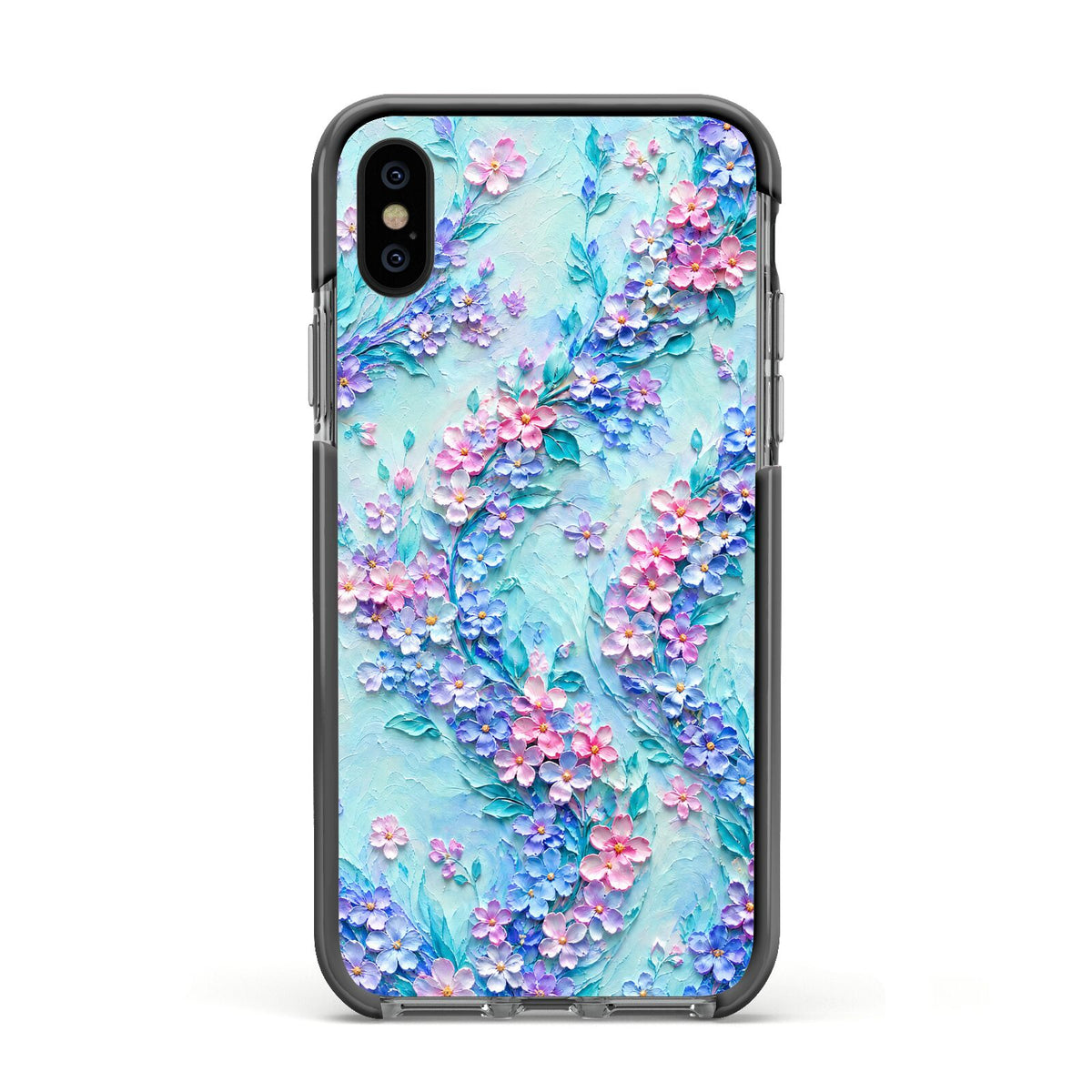 Petal Confetti Apple iPhone Xs Impact Case Black Edge on Black Phone