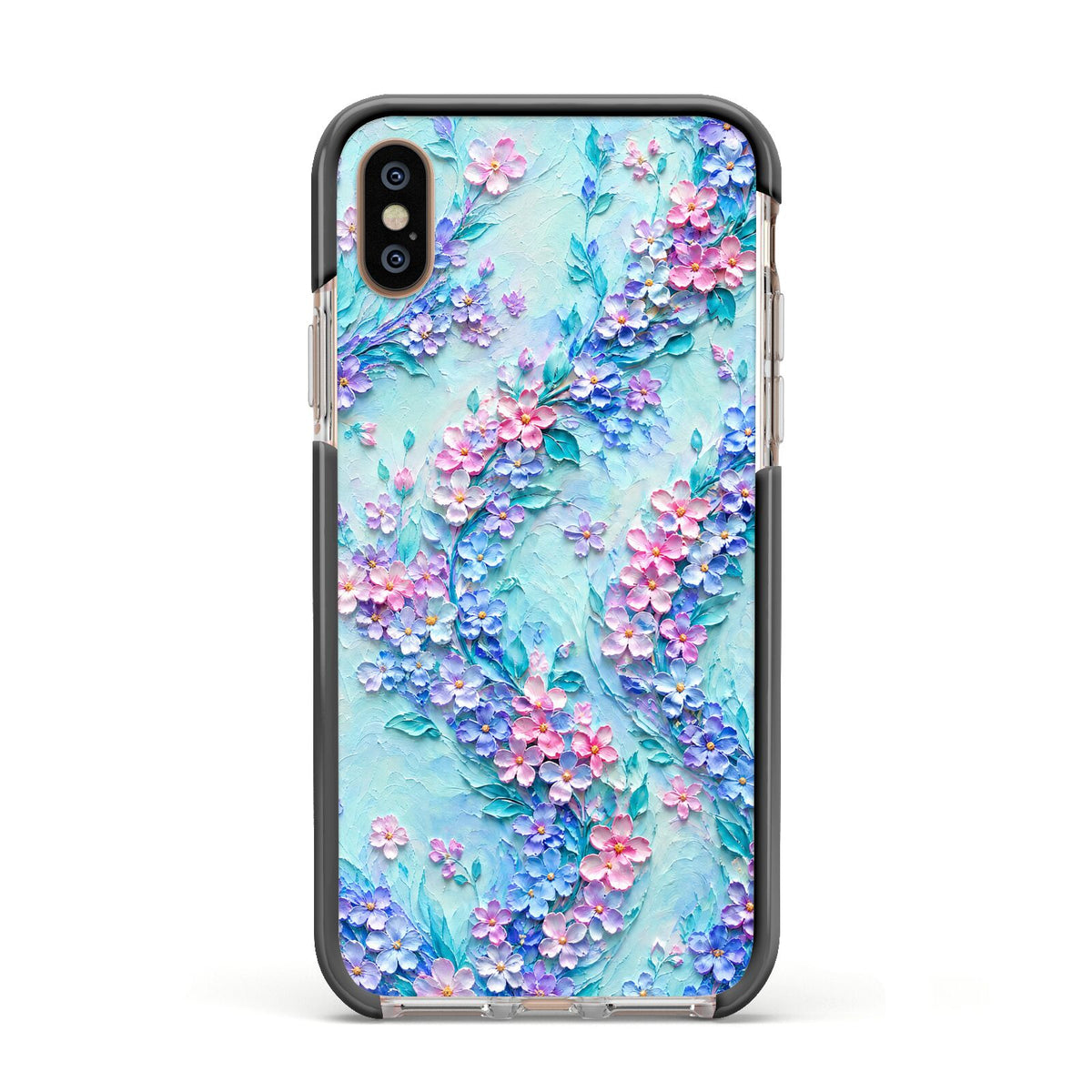Petal Confetti Apple iPhone Xs Impact Case Black Edge on Gold Phone
