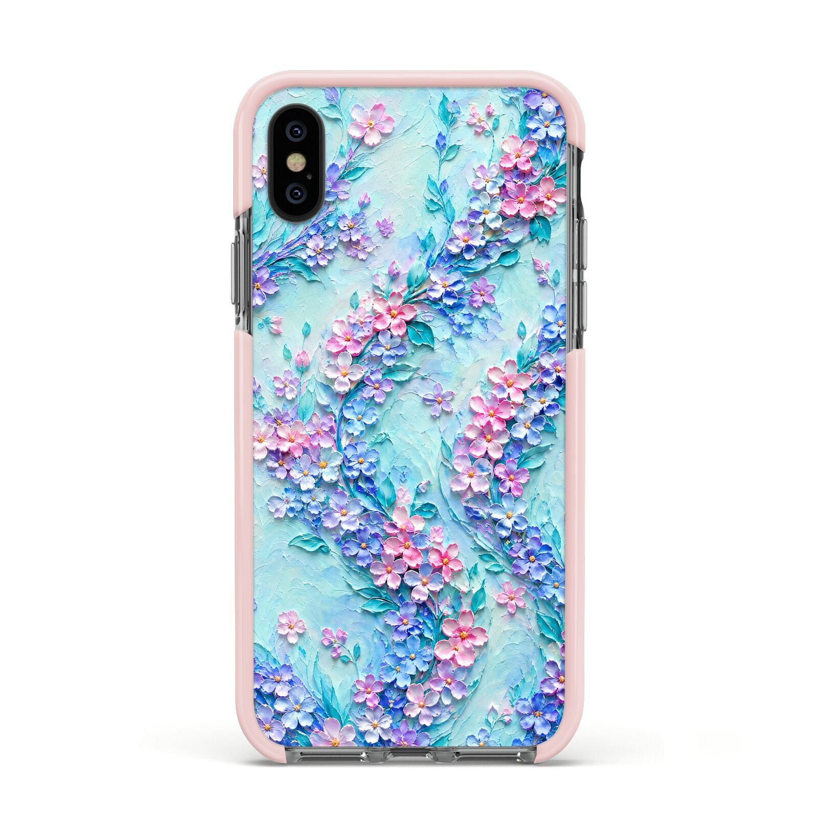Petal Confetti Apple iPhone Xs Impact Case Pink Edge on Black Phone