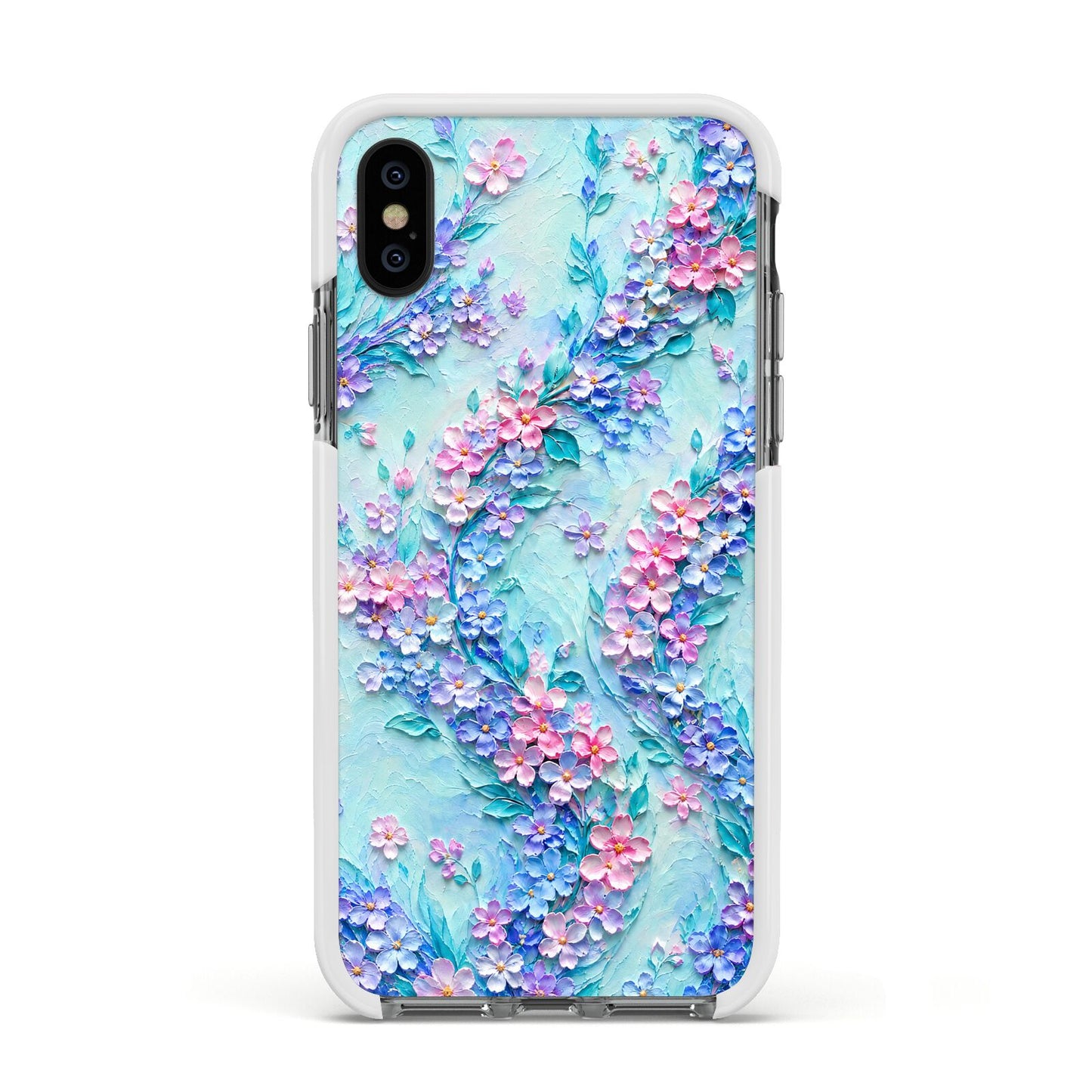 Petal Confetti Apple iPhone Xs Impact Case White Edge on Black Phone