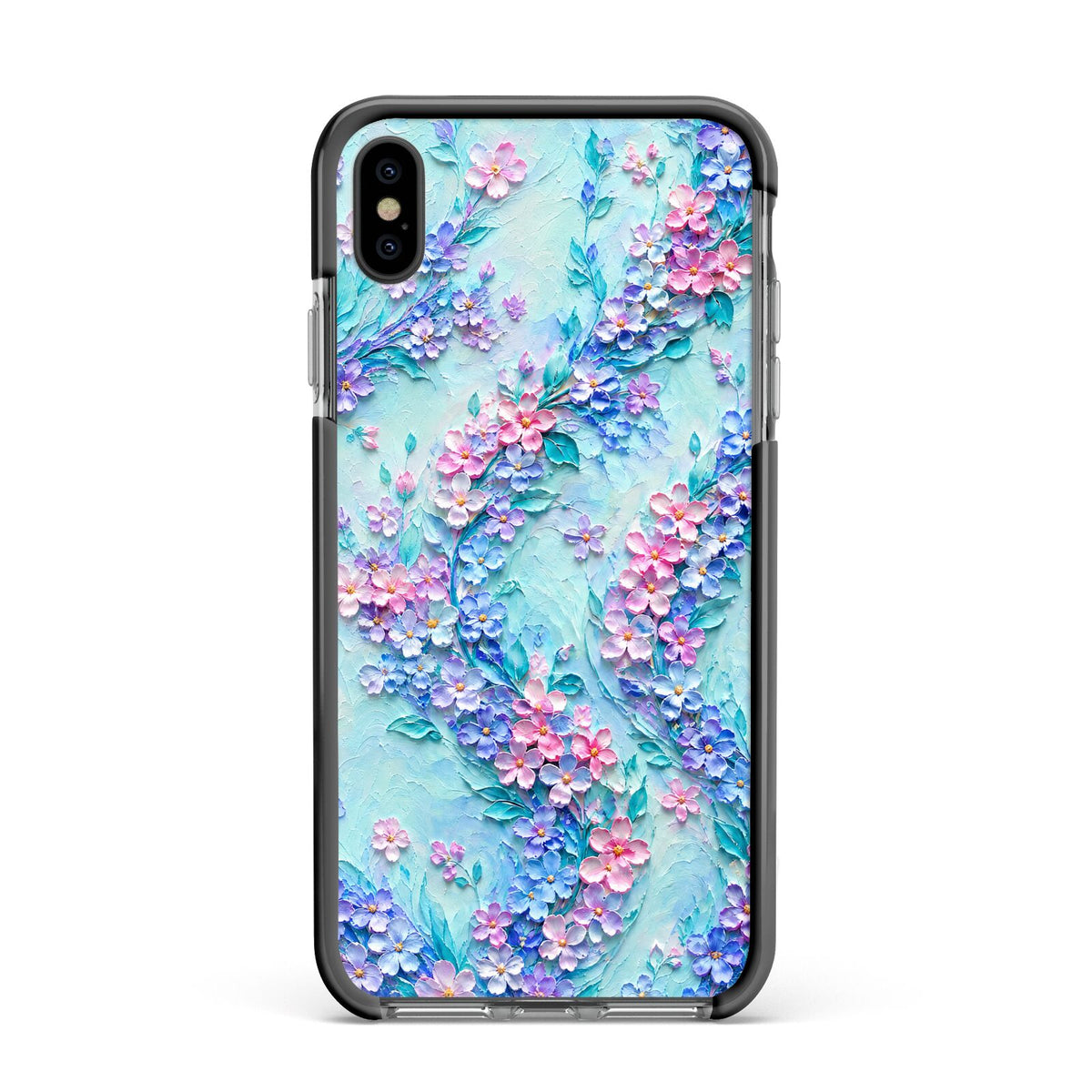 Petal Confetti Apple iPhone Xs Max Impact Case Black Edge on Black Phone