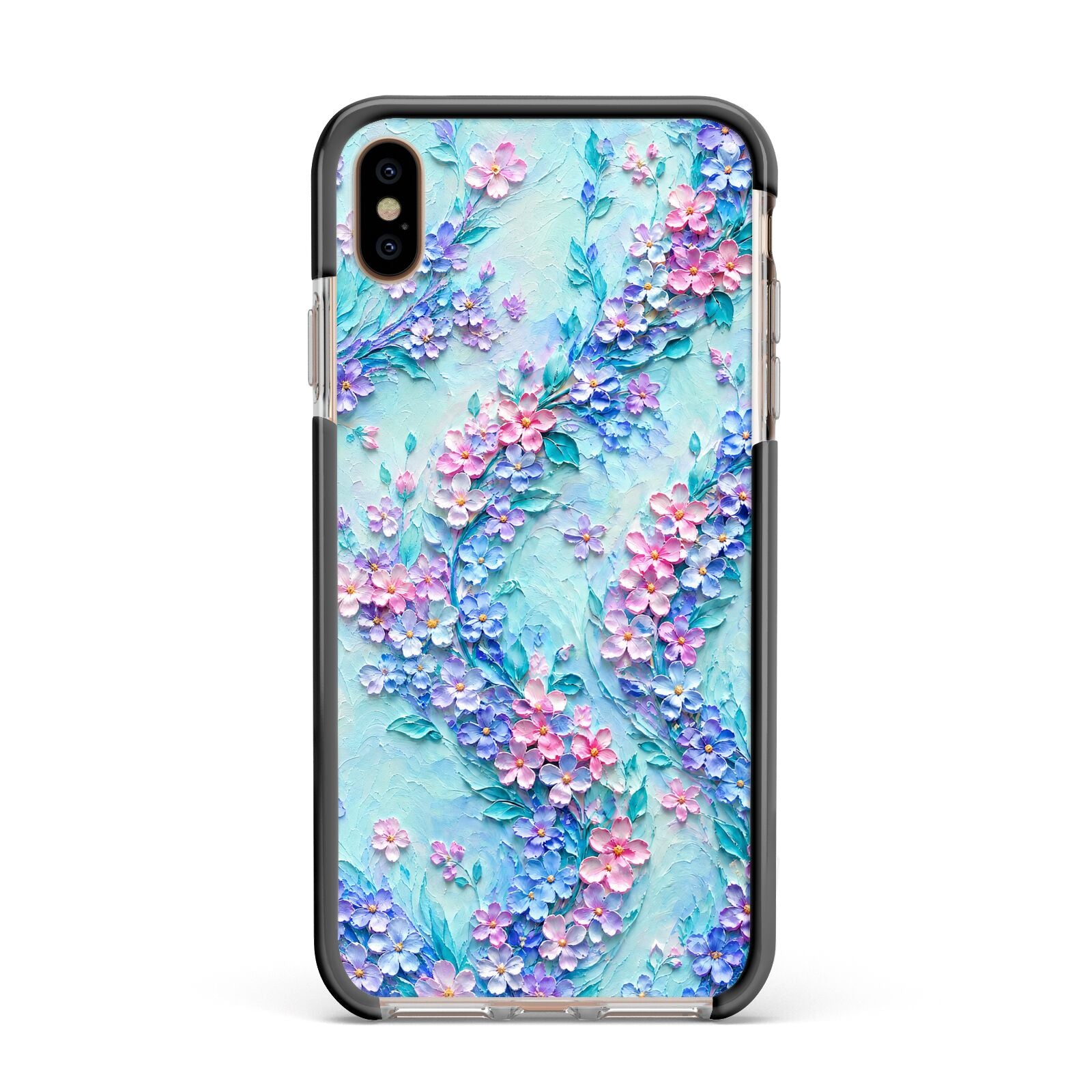Petal Confetti Apple iPhone Xs Max Impact Case Black Edge on Gold Phone