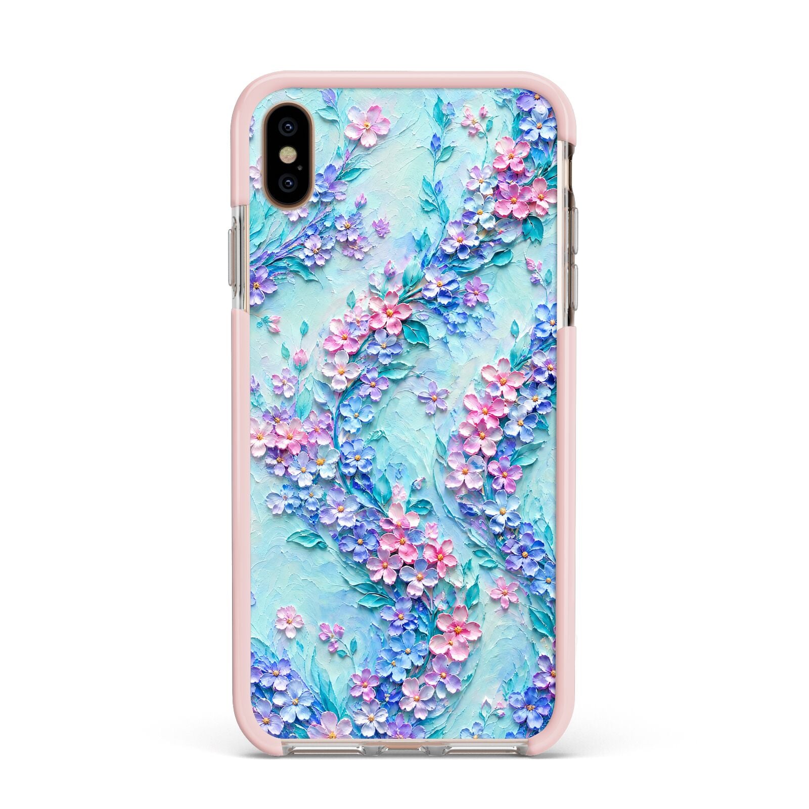 Petal Confetti Apple iPhone Xs Max Impact Case Pink Edge on Gold Phone