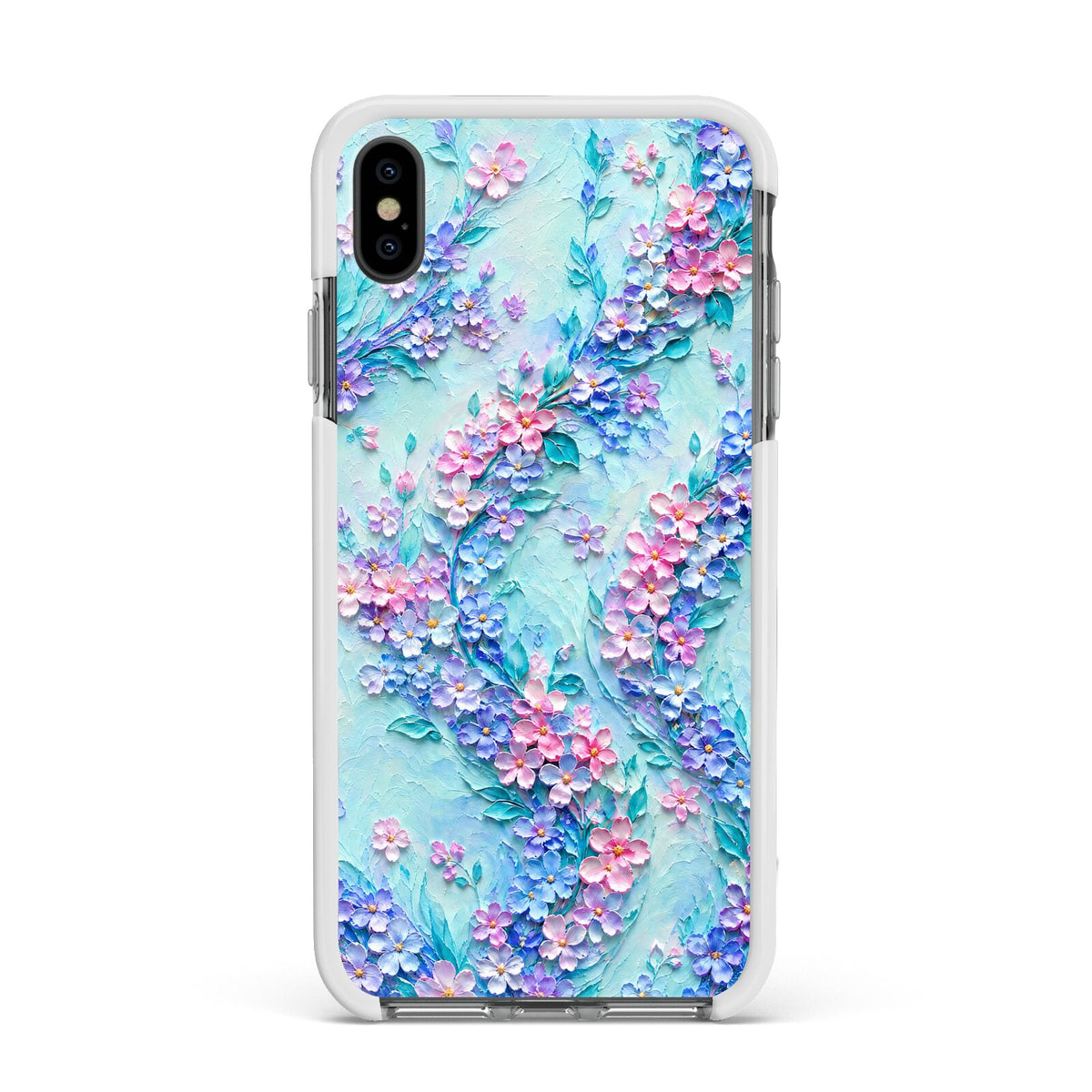 Petal Confetti Apple iPhone Xs Max Impact Case White Edge on Black Phone