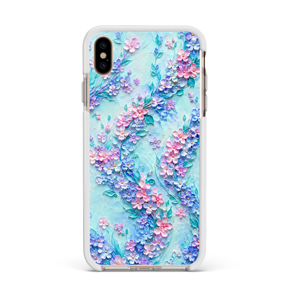 Petal Confetti Apple iPhone Xs Max Impact Case White Edge on Gold Phone