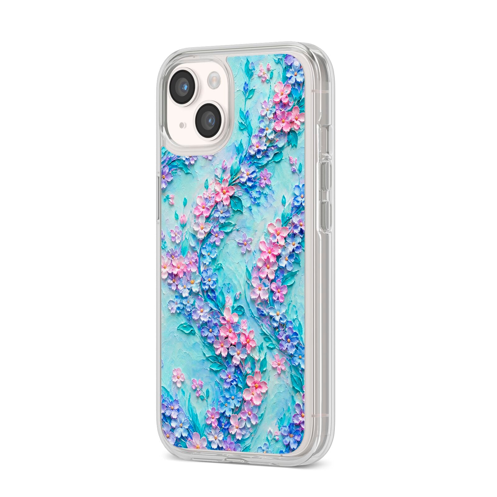 Petal Confetti iPhone 14 Clear Tough Case Starlight Angled Image