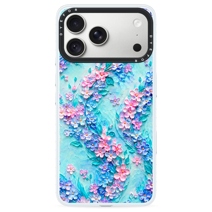 Petal Confetti iPhone 18 Pro Max Black Impact Pre order Case on Silver phone