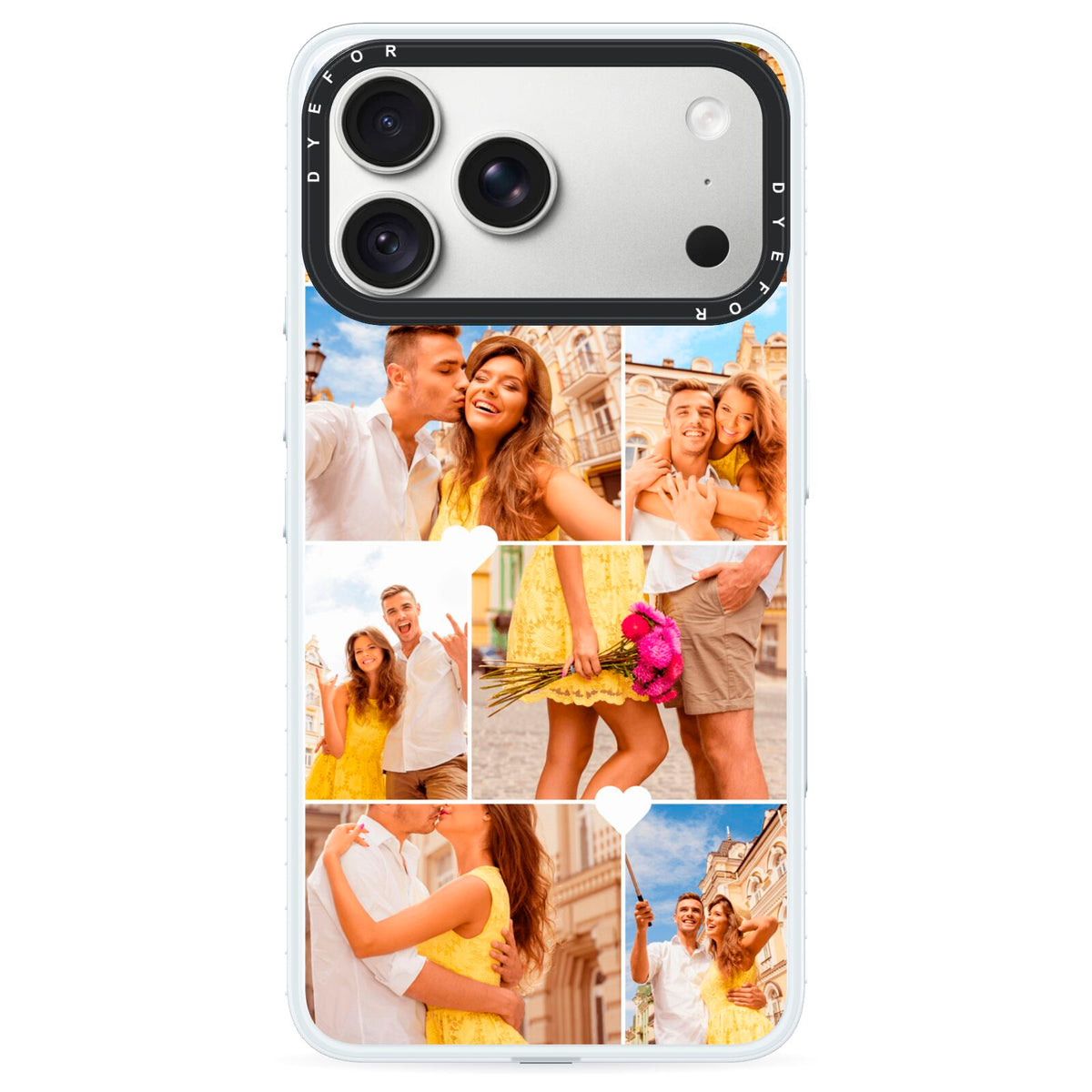 Photo Collage Heart iPhone 18 Pro Black Impact Pre order Case on Silver phone