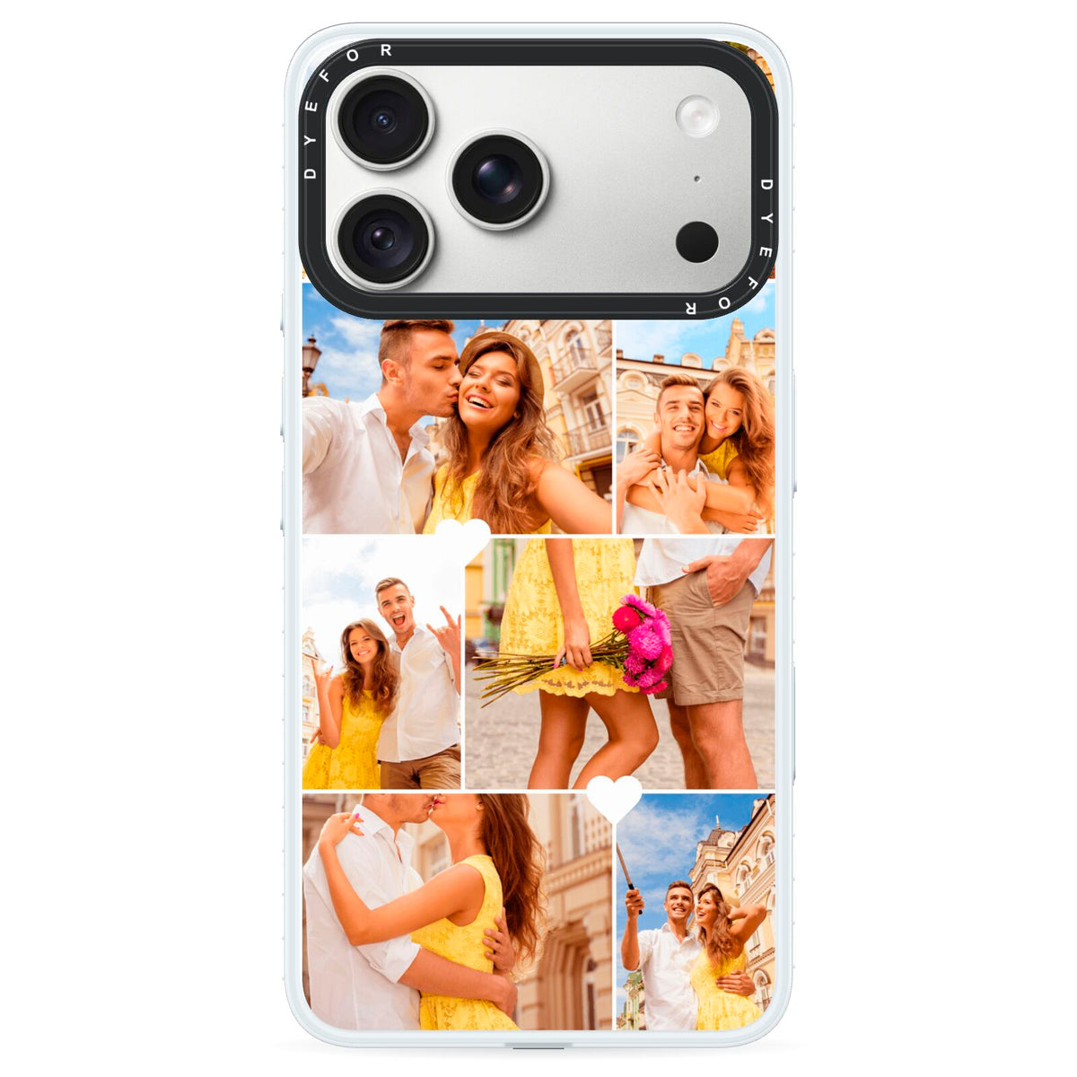 Photo Collage Heart iPhone 18 Pro Max Black Impact Pre order Case on Silver phone