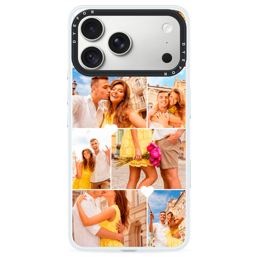 Photo Collage Heart iPhone 18 Pro Max Black Impact Pre order Case on Silver phone